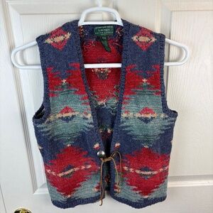 Lauren Ralph Lauren Hand Knit Aztec Navajo Sweater Vest